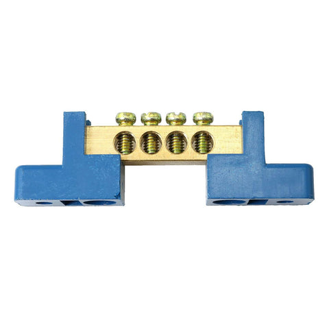 Two Pack 4 Position Terminal Bus Bar Blocks, Beefy Heavy Duty Brass Screw Terminal Grounding Strips With Copper Contact, Plastic Insulator