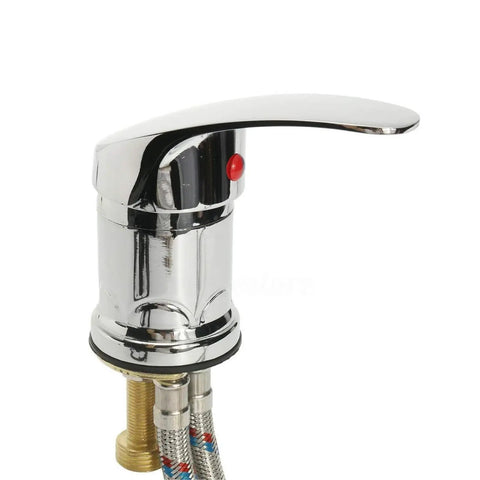Heavy Duty Zinc Alloy Shampoo Bowl Faucet Set Featuring Dual Hot And Cold Water Mixer With Flexible Spray Hose Built Tough For Salon Spa Sink No Sweat Quick Swap, chrome faucet design with lever.