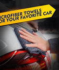 HOMEXCEL grey microfiber cleaning cloth being used to wipe a car's tail light