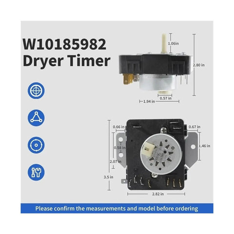Drying Machine Programmer Assembly W10185982 Replacement Part For Amana Dryers, DIY Friendly, 220V Compatible, Precise Fit, Easy Install, Durable Control Module For Reliable Drying Performance, W10185982 dryer timer with dimensions