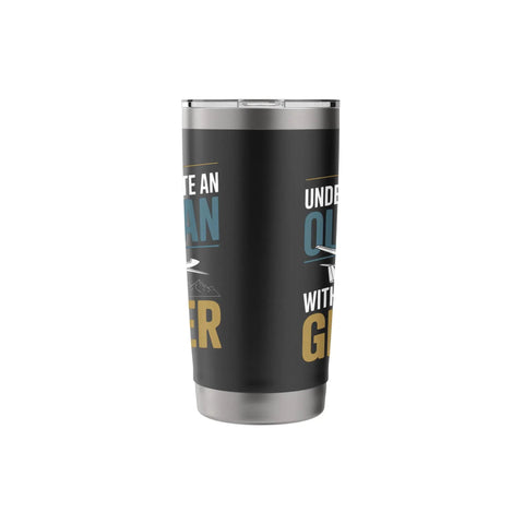 Sailplane Pilot Insulated Stainless Steel Tumbler For Glider Club Members And Aviation Fans with graphic text design on black.