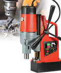 Heavy Duty 1350W Magnetic Drill Press With 16Mm Boring Capacity And Strong Electromagnetic Base showing stepless speed control and metal cutting.