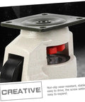 Heavy Hitter Adjustable Leveling Casters Set With Swivel Plate Mount showing a close-up of a white caster with a sturdy bracket.