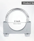 Heavy Duty 2 Inch U Bolt Clamps Saddle Type Anti Corrosion Muffler Clamps front view showing 2 inch size marking