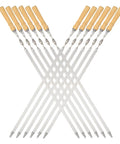 22 Inch Stainless Steel Flat Kabob Skewers With Wooden Handles 12 Pack Reusable Shish Kebab Sticks crossed arrangement