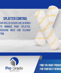 No-Shed Microfiber Paint Roller Covers Half Inch Nap, 9 Inch Length, 5 Pack for Smooth Walls and Drywall displayed on white surface
