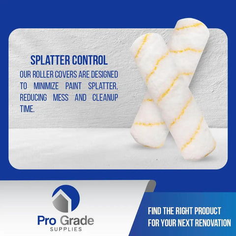 No-Shed Microfiber Paint Roller Covers Half Inch Nap, 9 Inch Length, 5 Pack for Smooth Walls and Drywall displayed on white surface