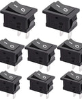 8 Pack 12V Rocker Toggle Switches On Off SPST 2 Pin 2 Position Latching For Car Auto Boat Marine Industrial Applications Heavy Duty