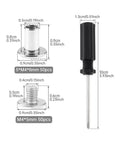 Fifty Pack Chicago Screws And Leather Rivets Featuring Phillips Cross Head Drive Knockout Build Quality Barrel Nut Assembly size dimensions and screws.