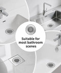 Hassle Free Shower Drain Hair Catcher With Quick Flip Empty Pocket, stainless steel, fits various bathroom sinks and showers.