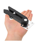 Premium Sectional Couch Connectors 4 Pack Universal Sofa Joint Snap Clips in hand, showcasing heavy duty design and grip for stabilization.