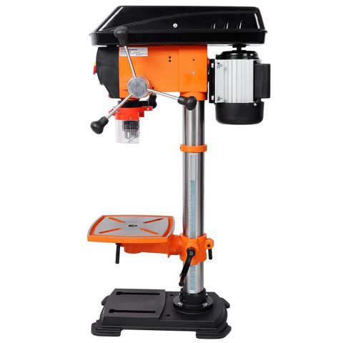 12 Inch Benchtop Drill Press With Laser Positioning And Digital Meter Variable Speed 0-45 Degree Tilting Table Compact Tabletop Drilling Machine side view display