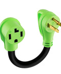 Plug And Play Nema 14-50 To 14-30 Power Adapter Cord Convert Your Level 2 Electric Vehicle Charger. 1 foot green wiring.