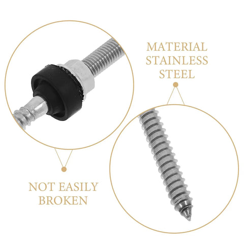 Close-up of Stainless Steel Solar Mounting Hanger Bolts Heavy Duty Fasteners Built Tough For Rock Solid Roof Panel Securing, with rubber washer.