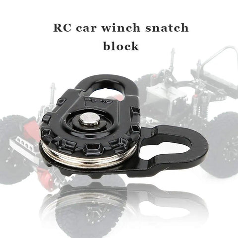 Heavy Duty RC Winch Snatch Block for 1 to 10 Scale RC Cars, Durable Metal Snatch System on black pulley