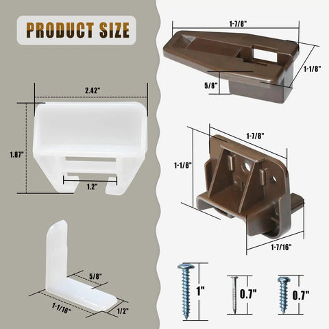 Kickstart Your Furniture Flip With This Solid 7 Pack R7321 Drawer Track Guide Kit Compatible With Kenlins Rite Trak One Systems showing product sizes and types.