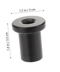 Close-up of one track spacer from Set Of Five Replacement Track Spacers For Barn Door Hardware Kit DIY Ready Durable High Carbon Steel Spacers With Smooth Polished Finish Corrosion Resistant And Safe To The Touch Easy Install Accessory For Sliding Barn Doors, black, showing dimensions 1.2 inches width and 1.4 inches height.