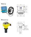 Ultrasonic Open Channel Flow Meter For River Water Non Contact Transmitter RS485 Optional 4 To 20 mA with split and integrated type