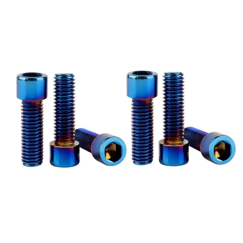 M6x12mm Allen Hex Bolts Set In Stainless Steel With Titanium Burnt Blue Finish For Bikes Motorcycles And Cars 6 Pack