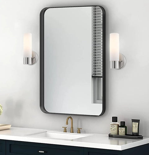 Set Of 2 Dope Modern Wall Sconces With Frosted Cylinder Glass Shade And Brushed Nickel Finish For Bathroom Powder Room Hallway Lighting Sleek Minimalist Contemporary Style
