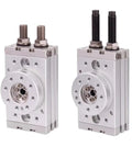 Built Tough Rotary Cylinder With Slick Pneumatic Actuator For Smooth Heavy Duty Workflows And Reliable High Torque Shaft Rotation, dual view.