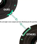 Close-up comparison of Replacement Trimmer Spool Pack For Black Decker GH1100 GH1000 GH2000 30ft 0.080 In Dual Auto Feed Spool 4 Pack CNC Wound.