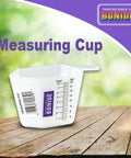 4 Oz Multipurpose Garden Measuring Cups For Pesticide And Fertilizer Mixing At Home Or In The Yard Includes Teaspoon, Tablespoon And Ounce Measurements Spill Free Tool For Precise Garden Care And Safe Spraying. white plastic measuring cup with tsp, tbsp, and oz marks