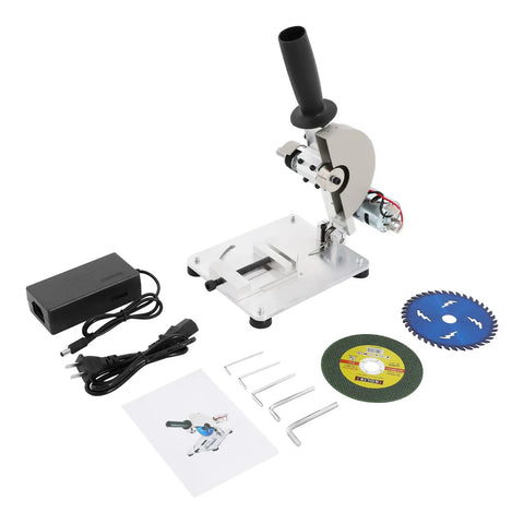 Dope Portable 4 Inch Mini Table Saw With 0 To 45 Degree Miter Desktop Metal Cutting Machine For Wood Plastic Soft Metal Aluminum Acrylics Great Tool For Crafts And Small Hobby Projects 9000 RPM kit including blades and accessories