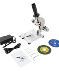 96W Mini Table Saw For Metal And Wood With 9000 RPM Power Workhorse Miter Saw And Cutting Machine showing components and blades