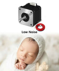 5 Pack Nema 17 Stepper Motors For 3D Printers, 42x38mm, 1.8 Degree, low noise feature displayed with sleeping baby.