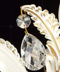 Close-up of Modern Crystal Chandelier Pendant Light Fixture For Bedroom And Living Room Serving Major Home Vibes With Hassle Free Setup And That Flawless White Glow Upgrade showing white crystal and gold accents.