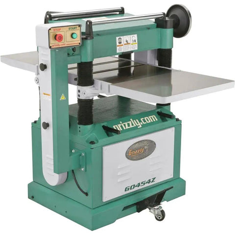 Heavy Duty 20 Inch Thickness Planer With A Beefy 5 Horsepower Motor And Swappable Spiral Carbide Cutterheads Rock Solid Cast Iron Construction Precision Ground Tables And Wings Includes Reliable Board Return Rollers