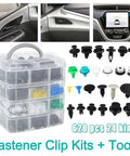 620 Piece Car Fastener Clips Kit With 24 Styles Door Rivet Repair Set For Universal Cars, push-type multicolor clips in storage case