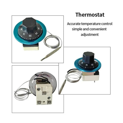 Heavy Hitter Electric Wire Stripper Featuring Adjustable Heat Controls Up To 300 Degrees thermostat with dial and sensor.