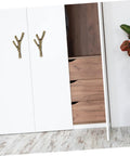 Branch Shape Cabinet Knobs 4 Piece Set for Cabinets and Drawers Dressers Cupboards and Closets installed on white doors