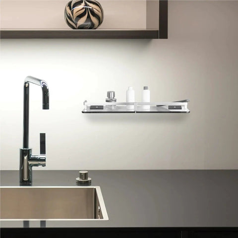 Wall Mounted Glass Holder Bracket Set For Black Shelves With Clamp Style Supports Silica Gel Finish Anti Oxidation Solid Frame