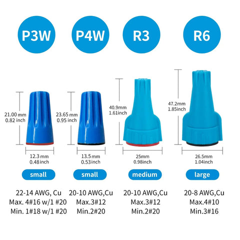 Waterproof Landscape Wire Connectors Kit, 45 Pieces, UL Listed, different sizes of blue and red silicone-sealed electrical splice nuts
