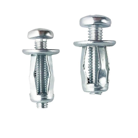 Get That Heavy Duty 60 Piece M5 And M6 Rivet Nut Insert Tool Set With Locking Structure For Solid Steel Threaded Jack Nuts And Dowel Fixtures To Bolt Up Hollow Panels Smoothly Without Rattling. two silver metal M5 M6 rivet nut inserts for hollow panels