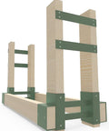 Outdoor Firewood Rack Bracket Kit With Four Support Bars For Wood Pile Storage Heavy Duty DIY Fireplace Log Stacking Stand Holder For 2x4 Lumber Green 1 Pair Weather Resistant Steel assembled structure