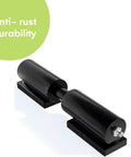 Heavy Duty Gate Hinges For Metal Gates And Retractable Driveway Gates 5 Inch Barrel Hinges 2 Pack 450 Pound Capacity Weldable Hinges Stainless Steel Hardware For Long Lasting Security, black steel hinge with anti-rust feature visible