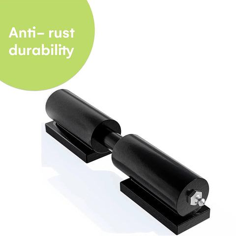 Heavy Duty Gate Hinges For Metal Gates And Retractable Driveway Gates 5 Inch Barrel Hinges 2 Pack 450 Pound Capacity Weldable Hinges Stainless Steel Hardware For Long Lasting Security, black steel hinge with anti-rust feature visible
