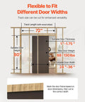 Diagram showing pocket door frame kit dimensions for 24-36 inch wide doors, 80 inch high, with wood and steel construction.