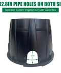Close-up of Three Pack 10 Inch Sprinkler Valve Boxes Made From Durable PP Round Irrigation Box with pipe holes visible.