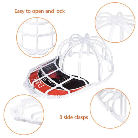 Close-up of Three Pack Hat Washer Cage for Washing Machine and Dishwasher Cap Cleaner Frame with Secure Double Hook