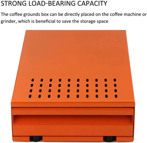 Built Tough Stainless Steel Espresso Knock Box With Roomy Detachable Grounds Drawer And Quieter Buffering Rod for easy storage and access.