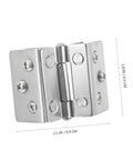 FOYTOKI 2pcs stainless steel glass door hinge, double-sided for display cabinets; front close-up view