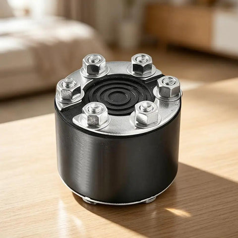 Heavy Duty 80Mm Wire Conduit Grommet With An Adjustable Onion Layer Design For Lock Tight Sealing, black rubber and steel.