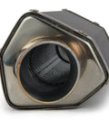 Hexagon slip-on exhaust pipe for dirt bike, street bike, scooter, ATV, quad with 1.5 to 2 inch inlet, 38mm to 51mm connector visible