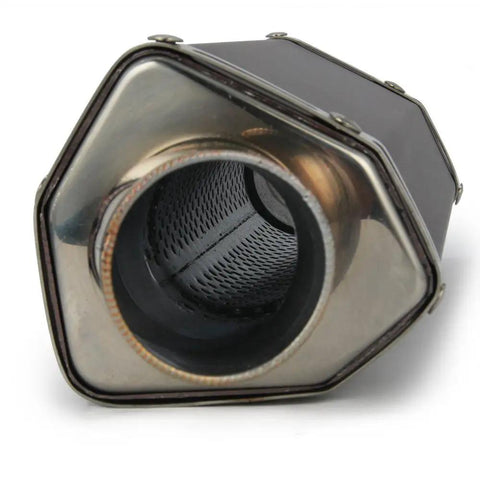 Hexagon slip-on exhaust pipe for dirt bike, street bike, scooter, ATV, quad with 1.5 to 2 inch inlet, 38mm to 51mm connector visible