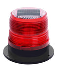 Solar Strobe Warning Light With Strong Magnetic Base Waterproof Outdoor Beacon For Construction Traffic Factory Crane Towers And Boat Navigation Ultra Red, featuring red lens and solar panel.
